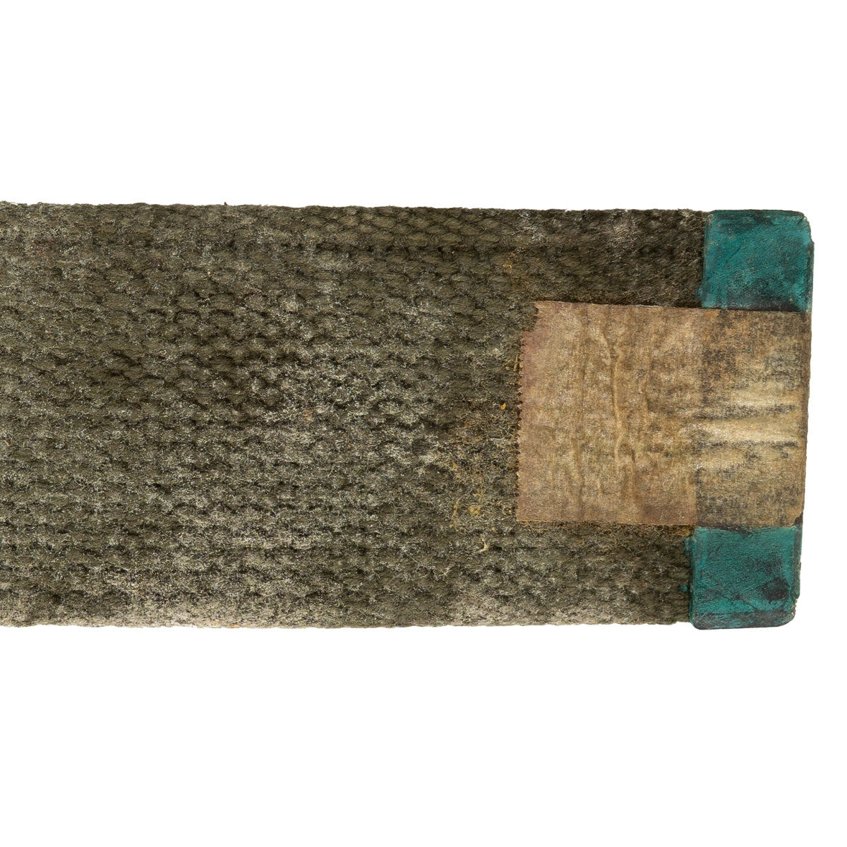 Textured rectangular mat with a mix of brown, beige, and green colors on a white background