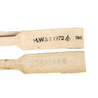 Detail view showing 1972 unit markings and broad arrow stamp on 37 Pattern canvas cross straps.
