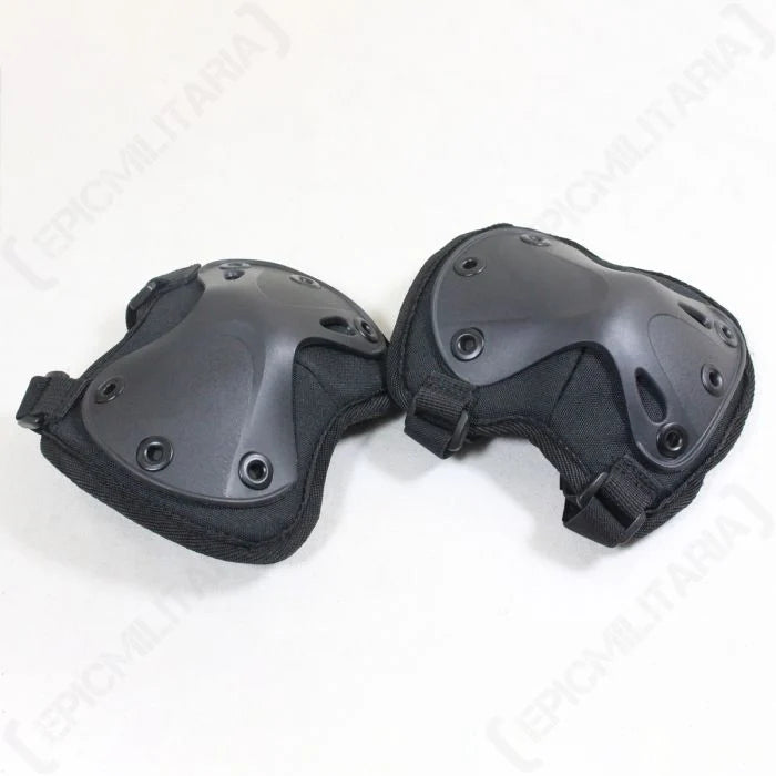 Pair of Mil-Tec black angled tactical elbow pads