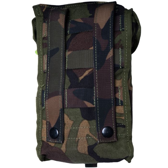 Rear view of Dutch Army DPM water bottle pouch showing vertical MOLLE straps and press studs