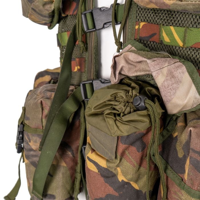 Close up of Dutch DPM pouch interior with drawstring snow skirt and water resistant lining