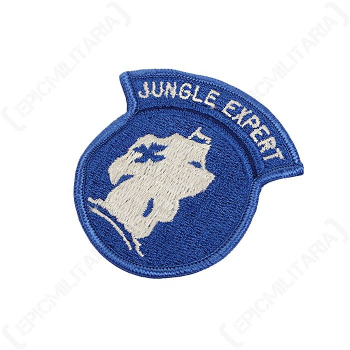 Angled view of original US Army Jungle Expert patch showing embroidered surface details