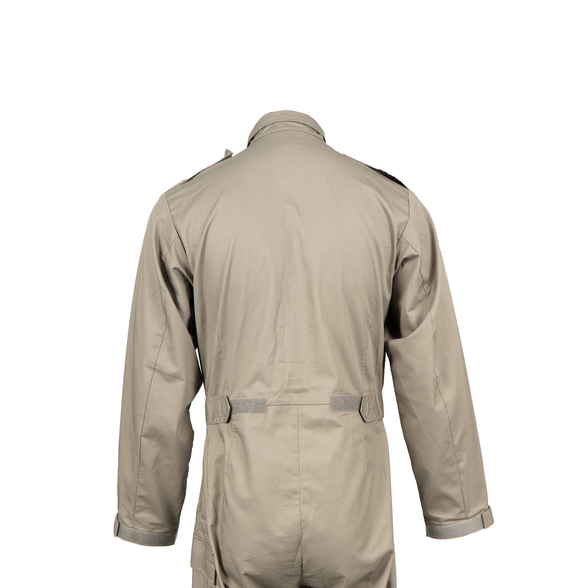 Back view of the genuine British RAF ground crew coveralls, displaying the rear construction and shoulder epaulette detail.