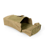 Top-down view of the Belgian Army magazine pouch, showing the interior storage space and open flap.