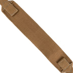 Angled view of a single British Army 37 pattern webbing strap highlighting the durable canvas fabric and reinforced stitching.