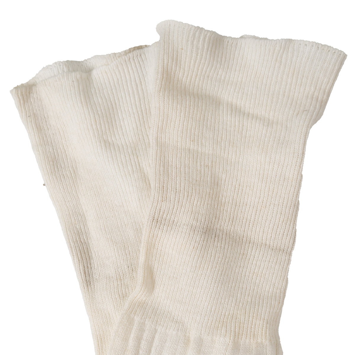 Ribbed top band texture of original British Navy surplus knee high socks showing durable wool blend construction.