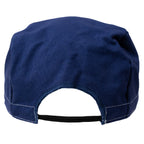 Rear view of the vintage East German work cap, featuring the elasticated back strap designed for an adjustable, comfortable fit.