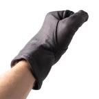 Side profile of a person wearing a German Army leather glove, showcasing flexibility and fit.