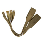 Full pair of tan 37 Pattern cross straps with brass fittings, designed for load-carrying equipment.