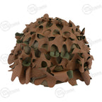 Reversible French military helmet cover fitted on brown autumn side