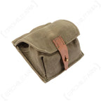 Angled side view of Grade 1 Soviet Russian canvas grenade pouch