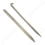 One original German Army 25cm aluminium tent pole segment next to a classic hooked metal tent peg
