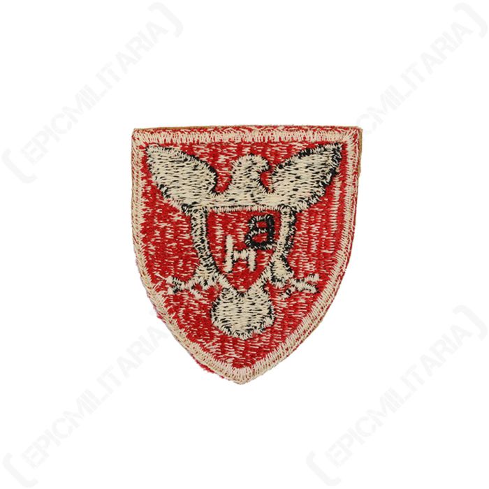 Reverse side of original US 86th Infantry Division patch showing thread back and stitching