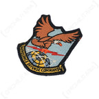 Close-up of US Aerospace Defence Command embroidered cloth insignia shield