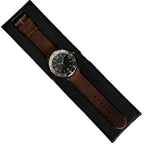 Eaglemoss 1950s Egyptian Naval Commando watch presented in a black protective storage tray, highlighting the 46mm case and canvas band.