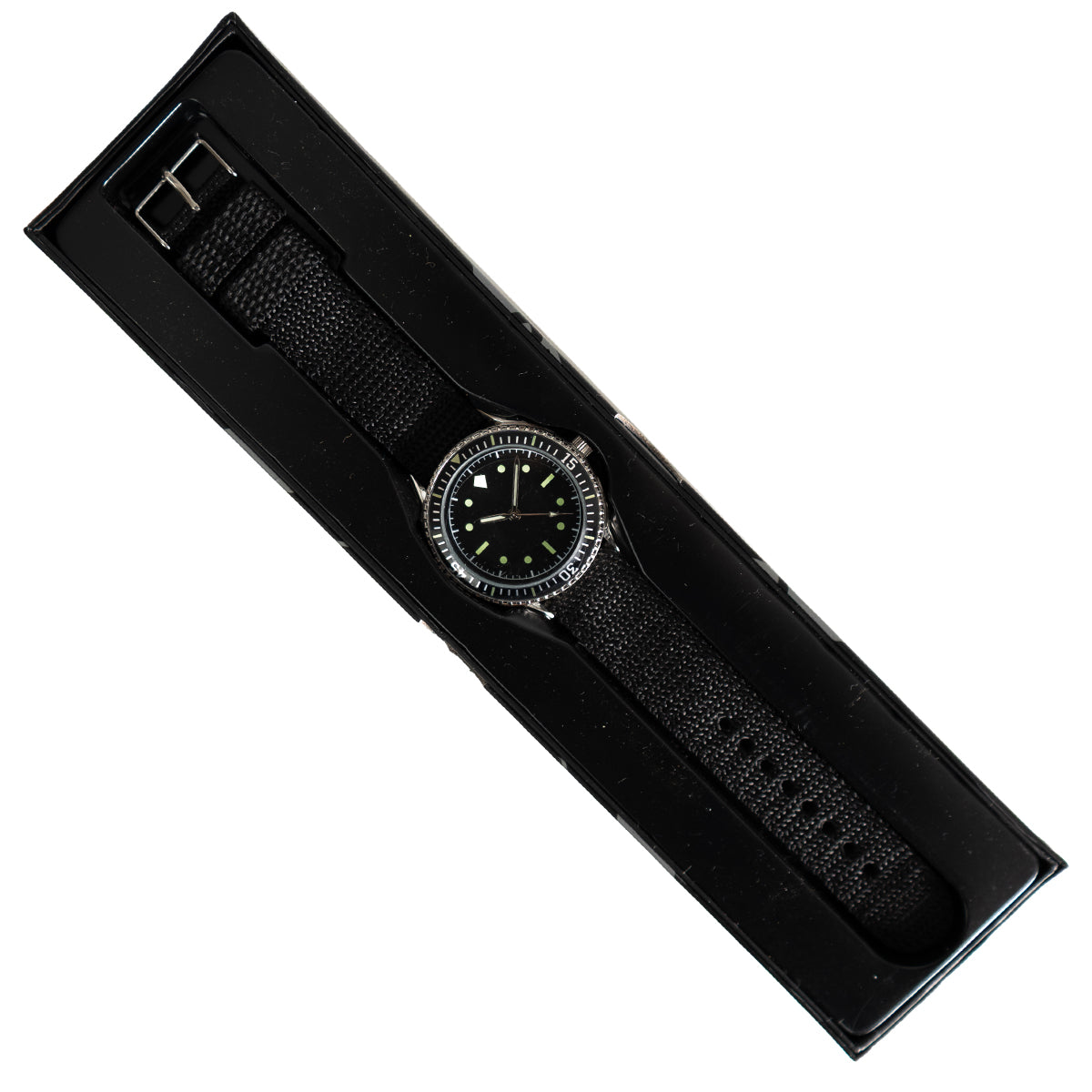 Eaglemoss 1960s German Naval Commando watch displayed inside its original black tactical presentation box.