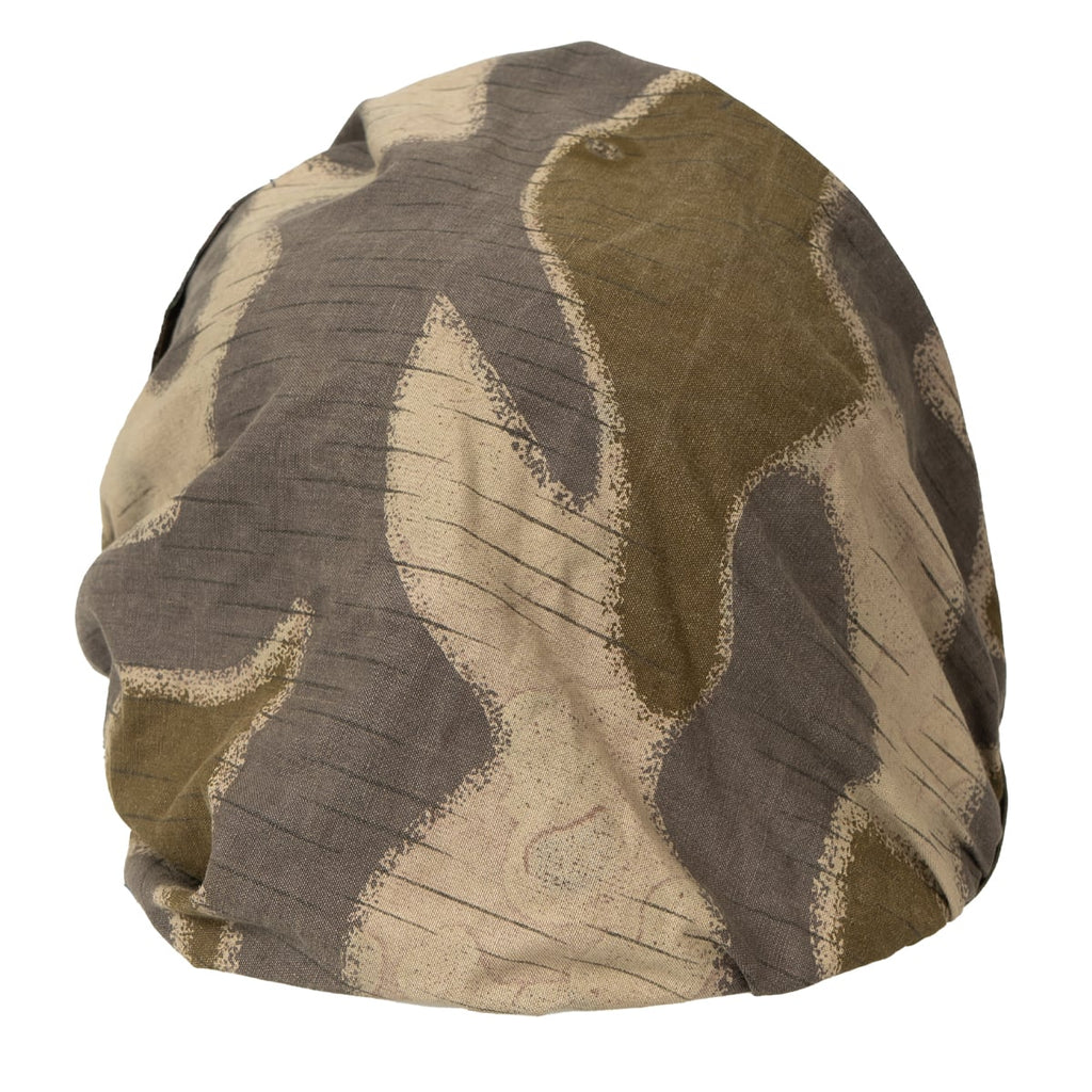 Top-down perspective of the original Austrian M75 helmet cover, highlighting the robust cotton canvas construction.