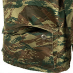 Detail view of a large front storage pocket on the Greek M65 field jacket with a secure button-down flap.