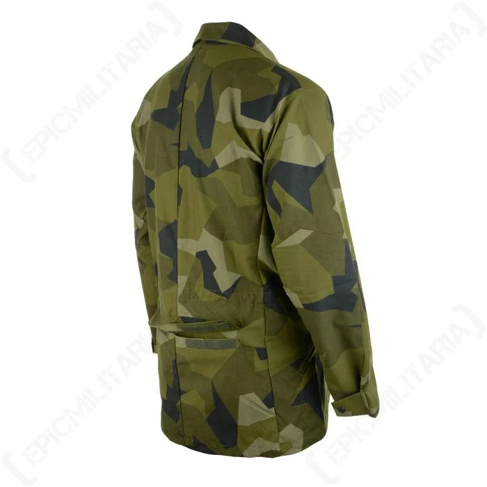 Swedish Army M90 splinter camo lightweight jacket rear three quarter angle
