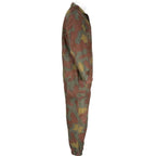 Full side profile of the Italian military San Marco camouflage overalls showing thigh pocket layout