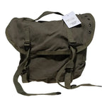 Close up of the olive green canvas combat field pack butt pack from the Greek Army M1971 webbing set