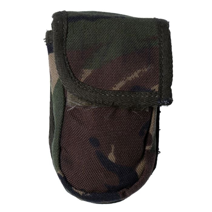 Front view of the original Dutch Army DPM MOLLE knife pouch in woodland camouflage