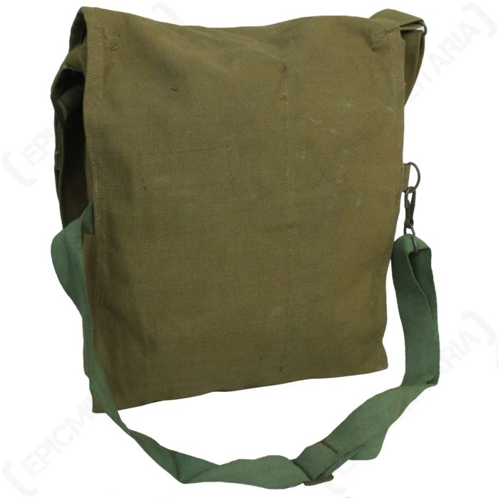 Czech surplus BSS canvas sidepack rear view with adjustable webbing strap
