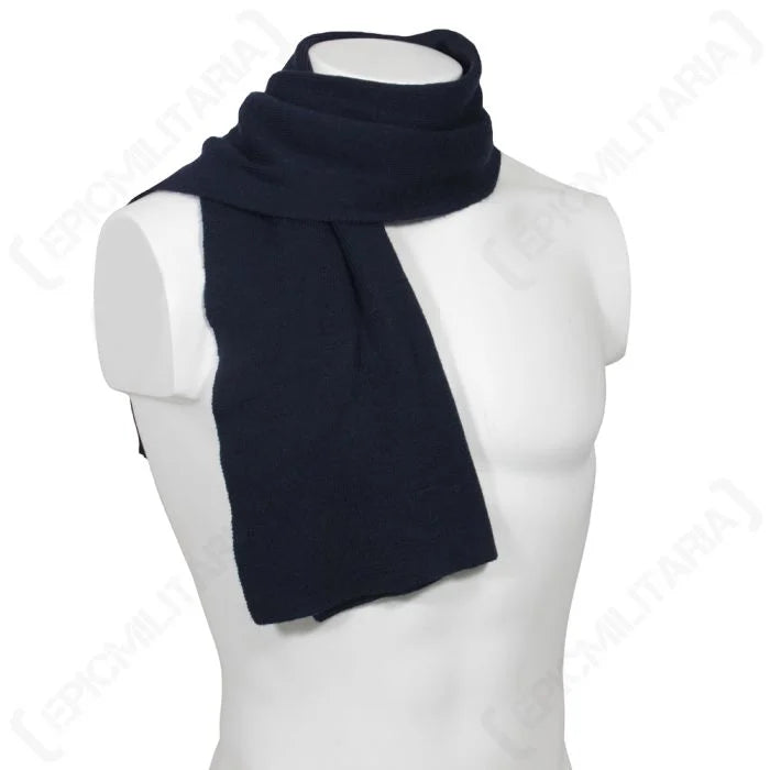 German Army dark navy blue wool scarf draped on torso display
