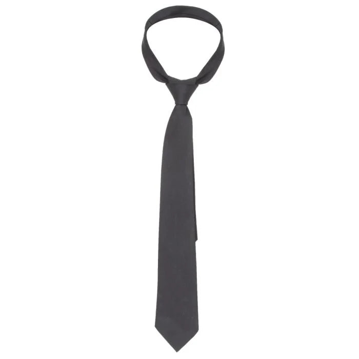 Front view of tied black British RAF and Royal Navy service dress necktie