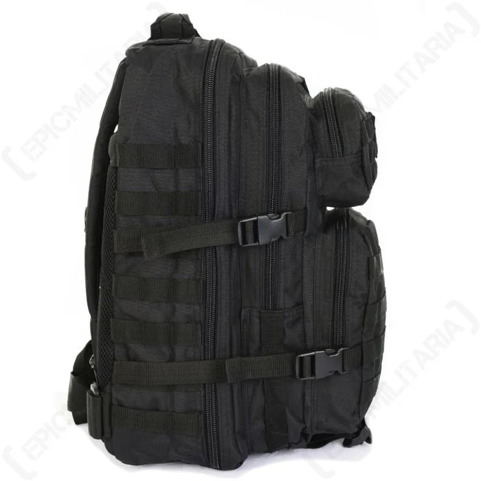Mil-Tec 36L MOLLE Assault Pack Large side profile with compression straps