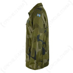 Swedish Army M90 field jacket side profile featuring arm flag patch and cuff adjustment