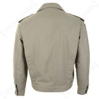 Back view of French Army grey Ike jacket with tailored elastic waist
