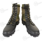 Front facing view of pair of Rothco GI Style Olive Drab Jungle Boots with 9 eyelet laces