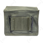 Rear view of the tactical utility pouch displaying the sturdy black metal ALICE clips mounted on nylon webbing.