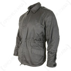Side angle of Danish Army M71 Parka showing waist drawstring and cuff detail