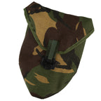 Original Dutch military issue DPM camouflage storage pouch for entrenching tool with Spanish quick-release buckle.