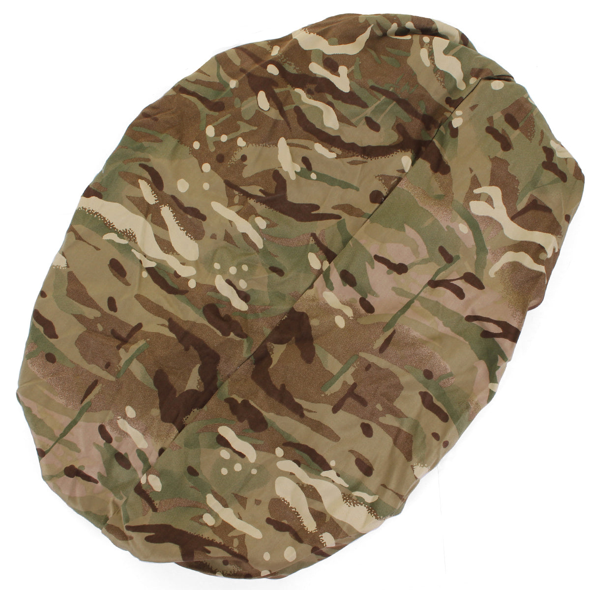 Top-down view of the genuine MTP camouflage rucksack cover, emphasizing the versatile Multi-Terrain Pattern fabric.