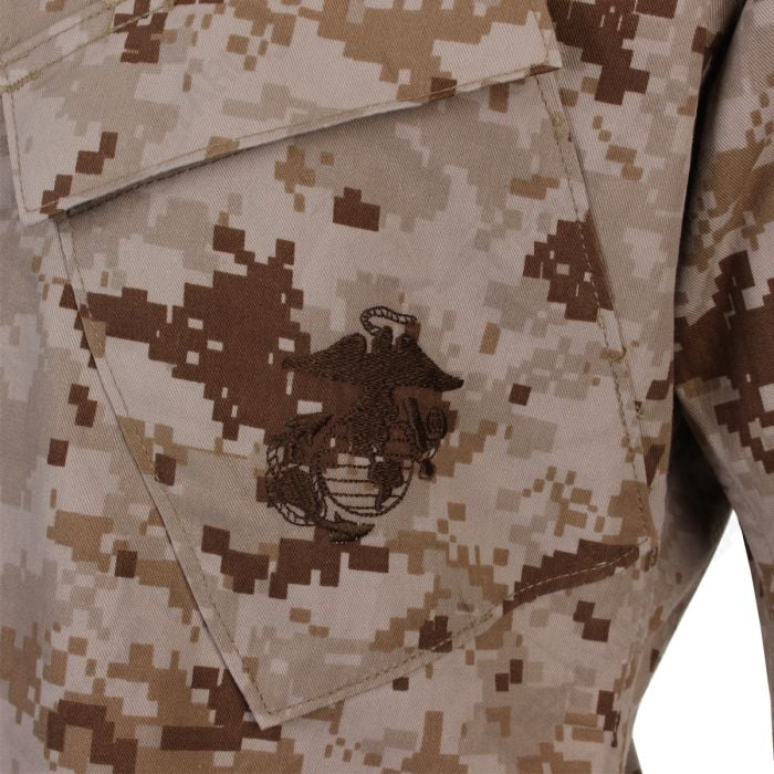 Embroidered USMC Eagle, Globe, and Anchor EGA emblem on chest pocket