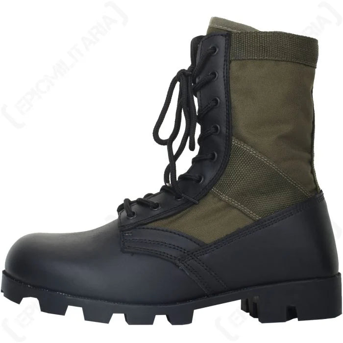 Inner side profile of US Panama jungle boot showing dual mesh ventilation drain eyelets