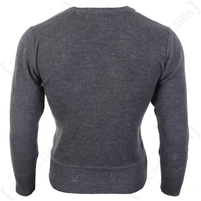 Back view of original German military grey knitted jumper