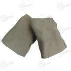 Reverse view of US GI elbow pads showing smooth olive drab fabric and durable polyethylene material construction.