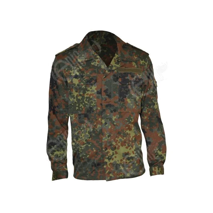 German Flecktarn military surplus field shirt with front pockets and sleeve patch