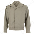 Original French Army Ike jacket in grey, featuring a classic cropped silhouette, notched lapels, and button-up front.