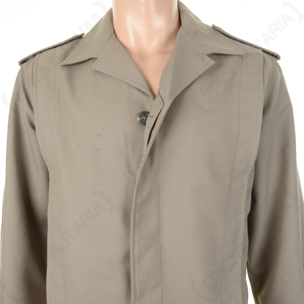 Front detail of the French Army Ike jacket, focusing on the notched lapel collar, button fastening, and durable textile quality.