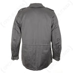 Rear view of the authentic vintage Danish M71 Parka illustrating the simple, durable construction and cinched waist design.