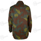 Rear view of the vintage Italian military surplus parka in San Marco camouflage.