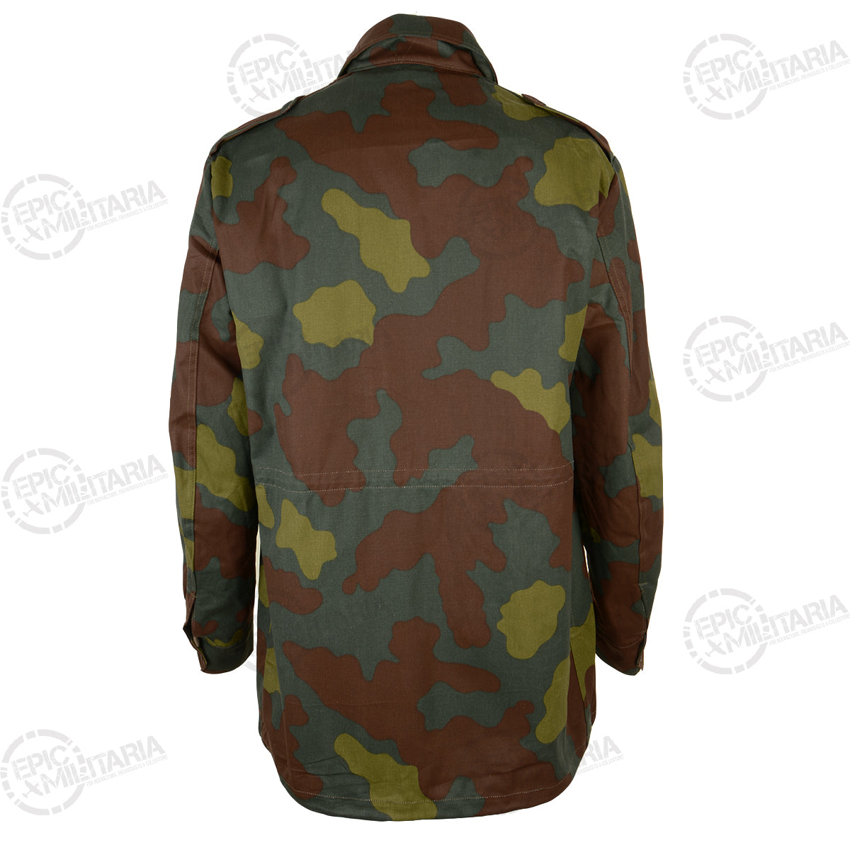 Rear view of the vintage Italian military surplus parka in San Marco camouflage.