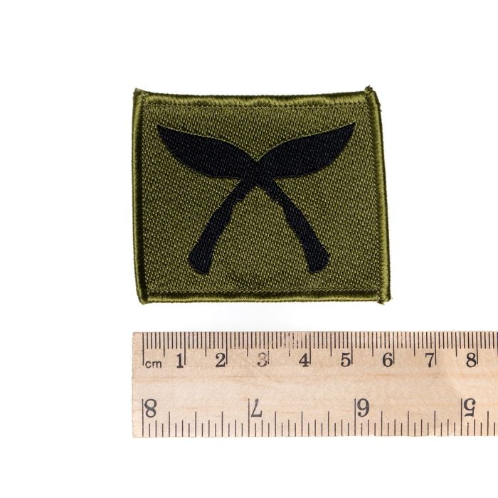 Gurkha Brigade Tactical Recognition Flash measured against a ruler to display its 62mm width.