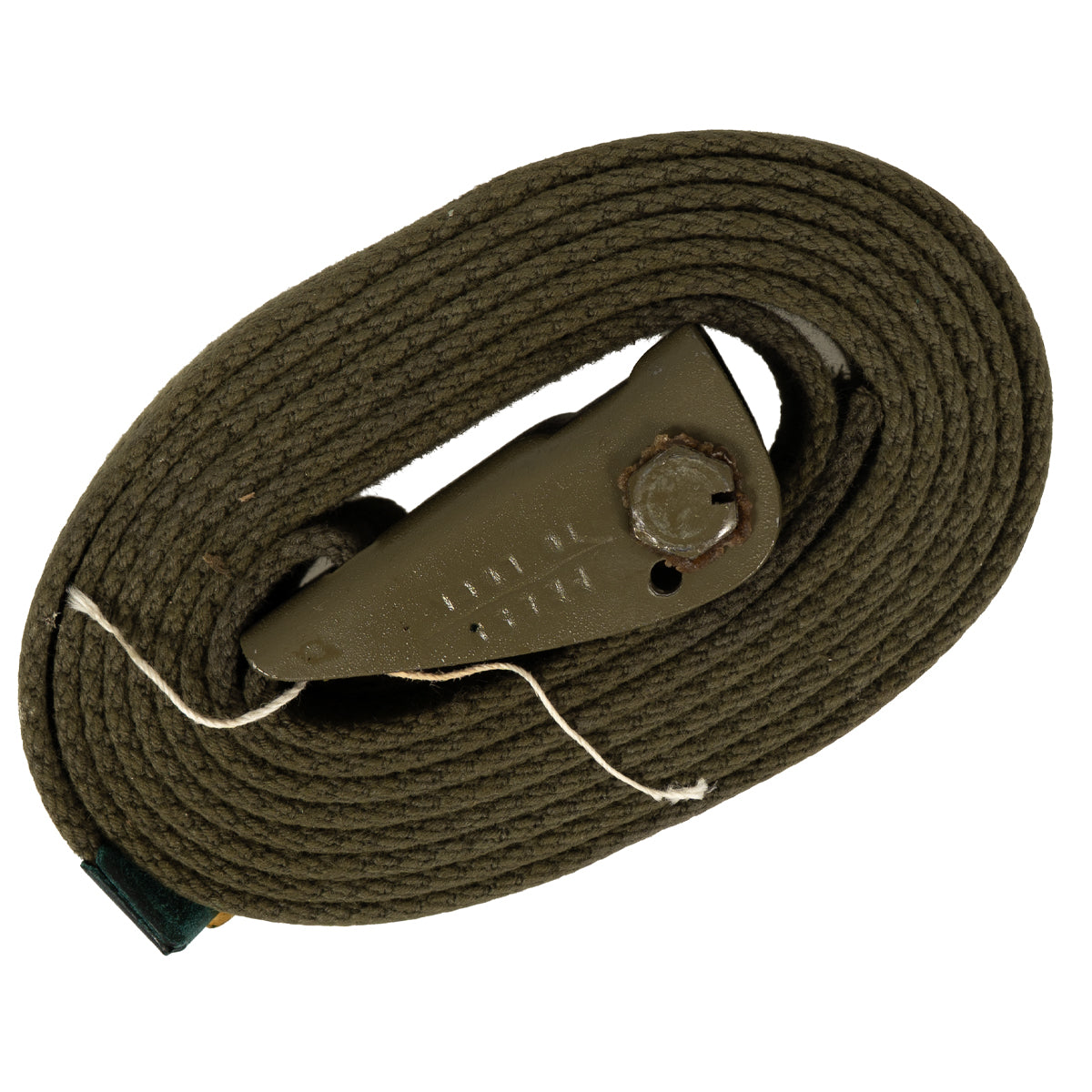 Brown belt with a metal buckle on a white background