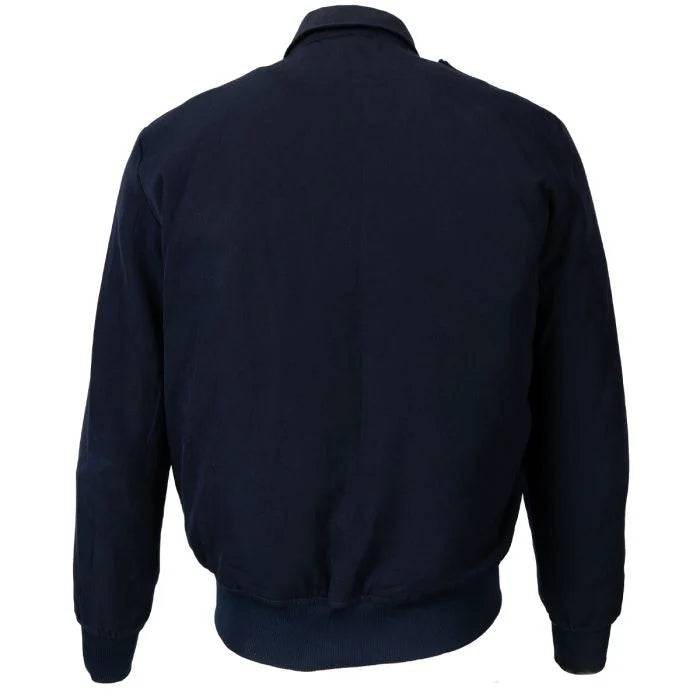 Rear view of the British RAF General Purpose Jacket highlighting the clean blouson back design and elasticated waistband.